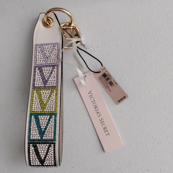 Pink VS V-logo wristlet strap key chain new in packaging - Picture 7 of 10